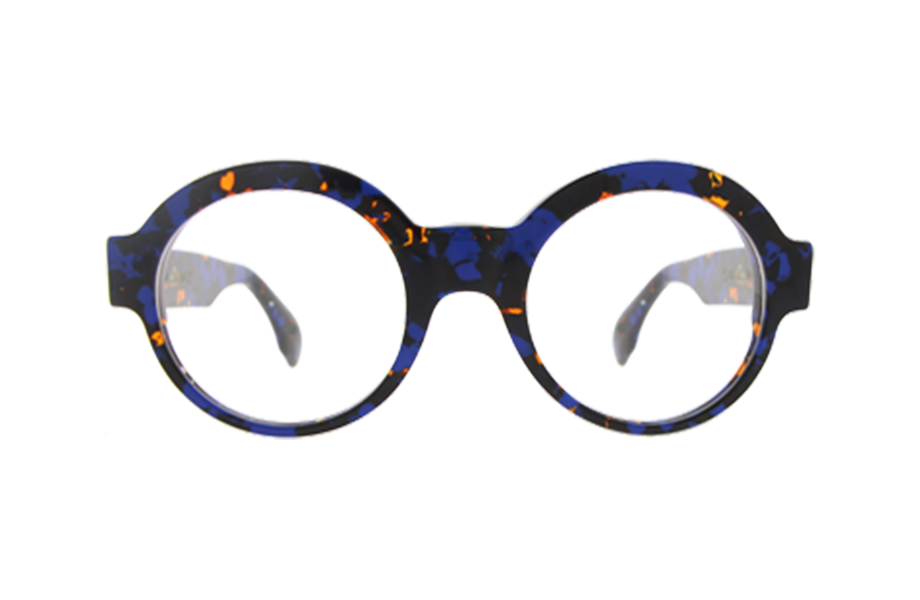 Lunettes de vue 1502 - , Emmanuel Khan, Ronde , de couleur Ecaille foncée Bleu.