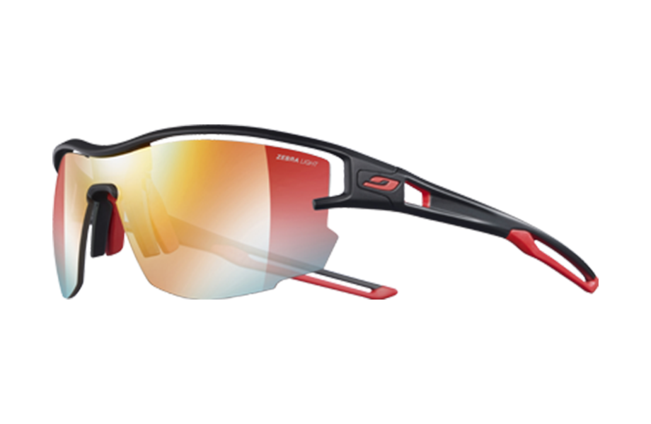 Lunettes de soleil Aero - , Julbo, Rectangle Pilote, de couleur Rouge Noir.