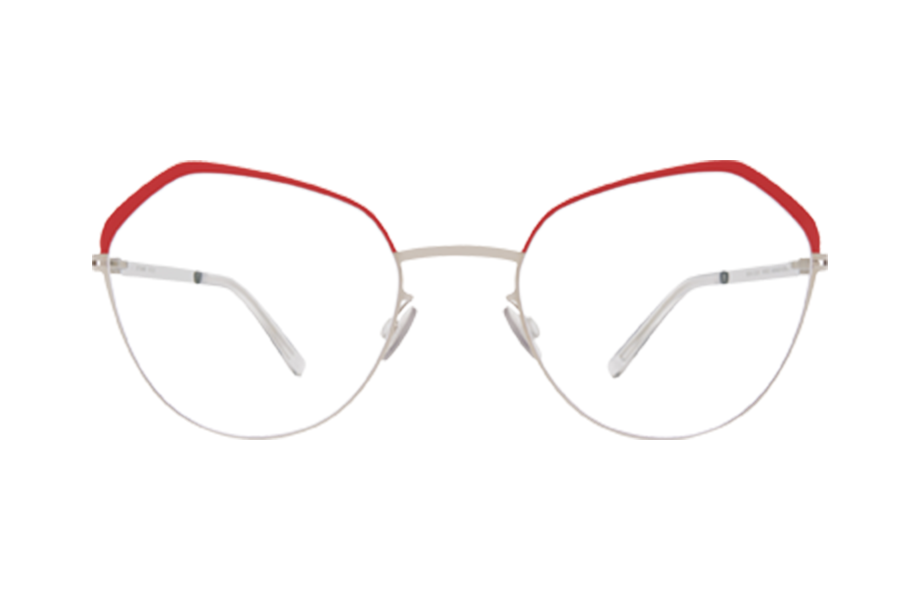 Lunettes de vue Bambi - , Mykita, Papillon Hexagonale, de couleur Argentée Rouge.