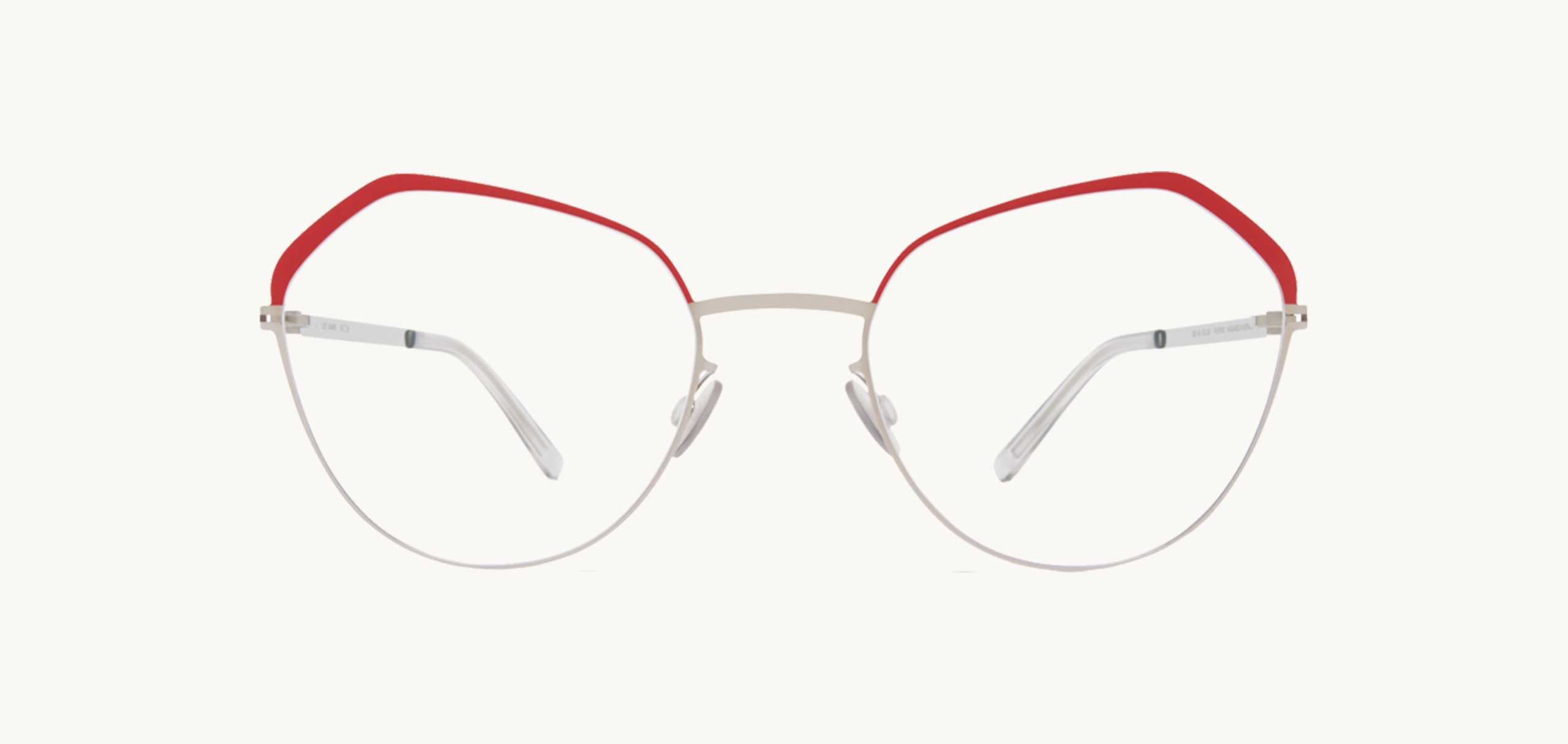 Lunettes de vue Bambi - , Mykita, Papillon Hexagonale, de couleur Argentée Rouge.