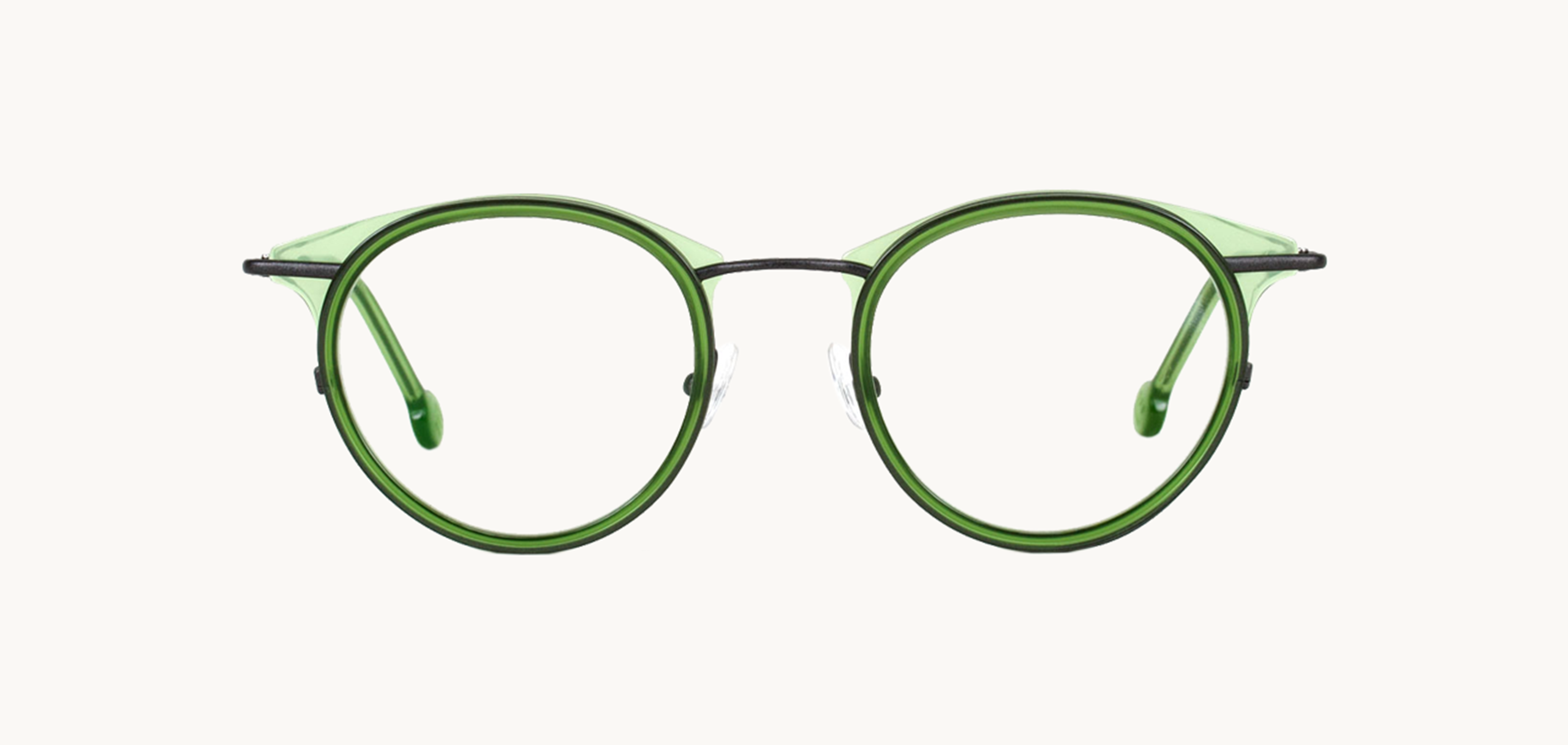 Lunettes de vue Watts - , l.a. Eyeworks, Ronde Pantos, de couleur Vert Noir.