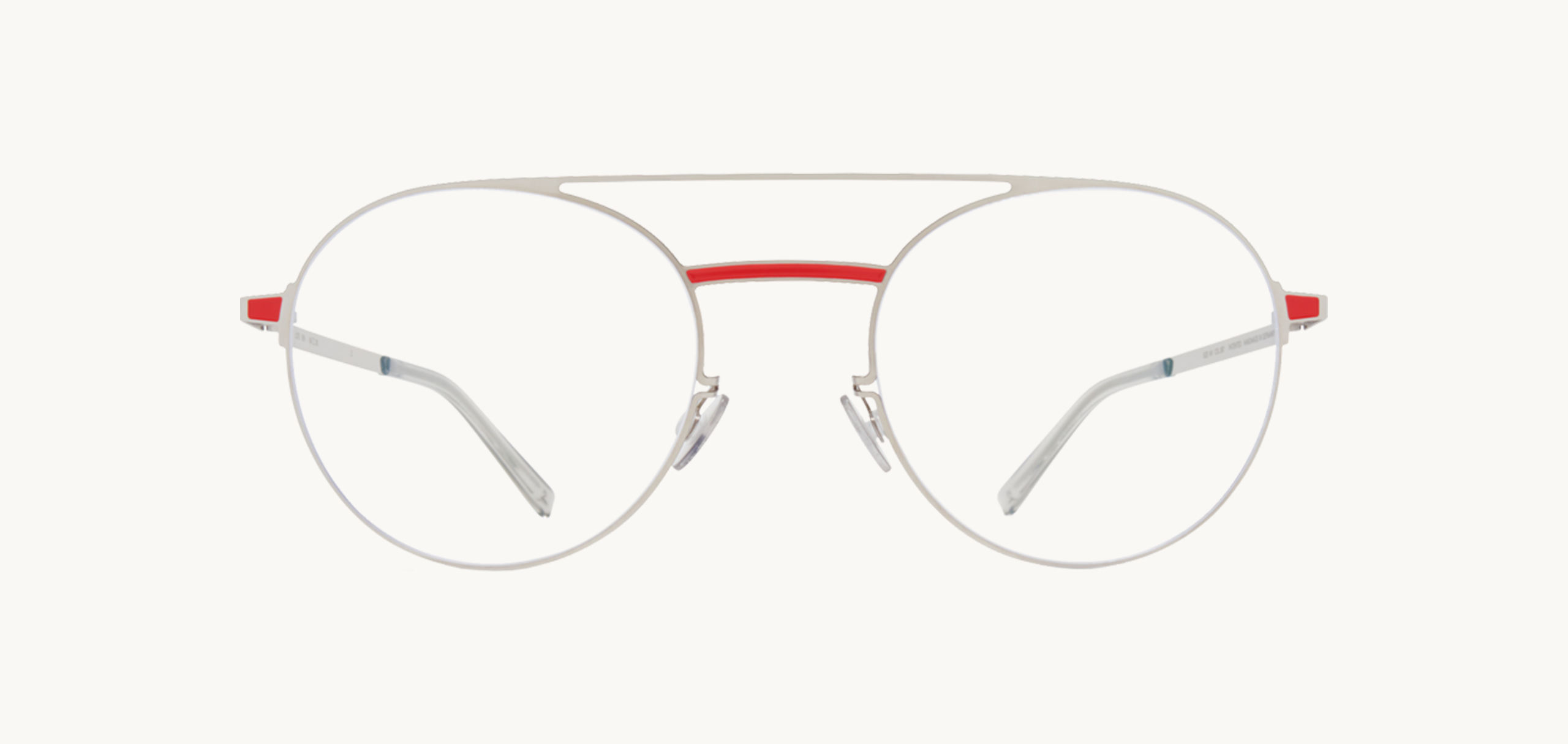 Lunettes de vue Eri - , Mykita, Ronde Pilote, de couleur Argentée Rouge.