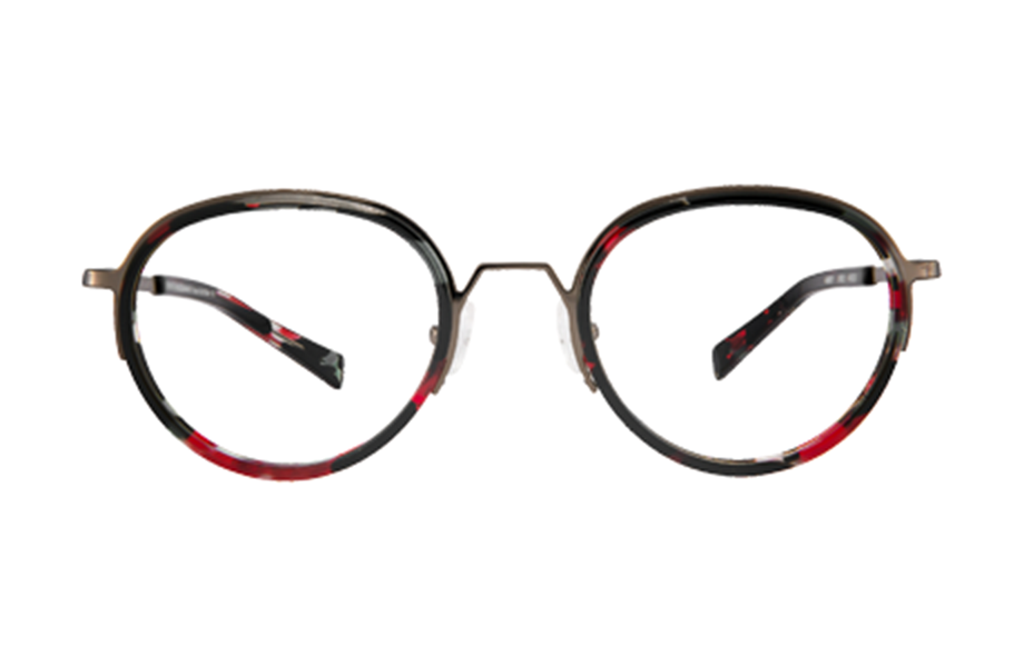 Lunettes de vue Abey - GR22, Bruno Chaussignand, Ronde , de couleur Rouge Noir.