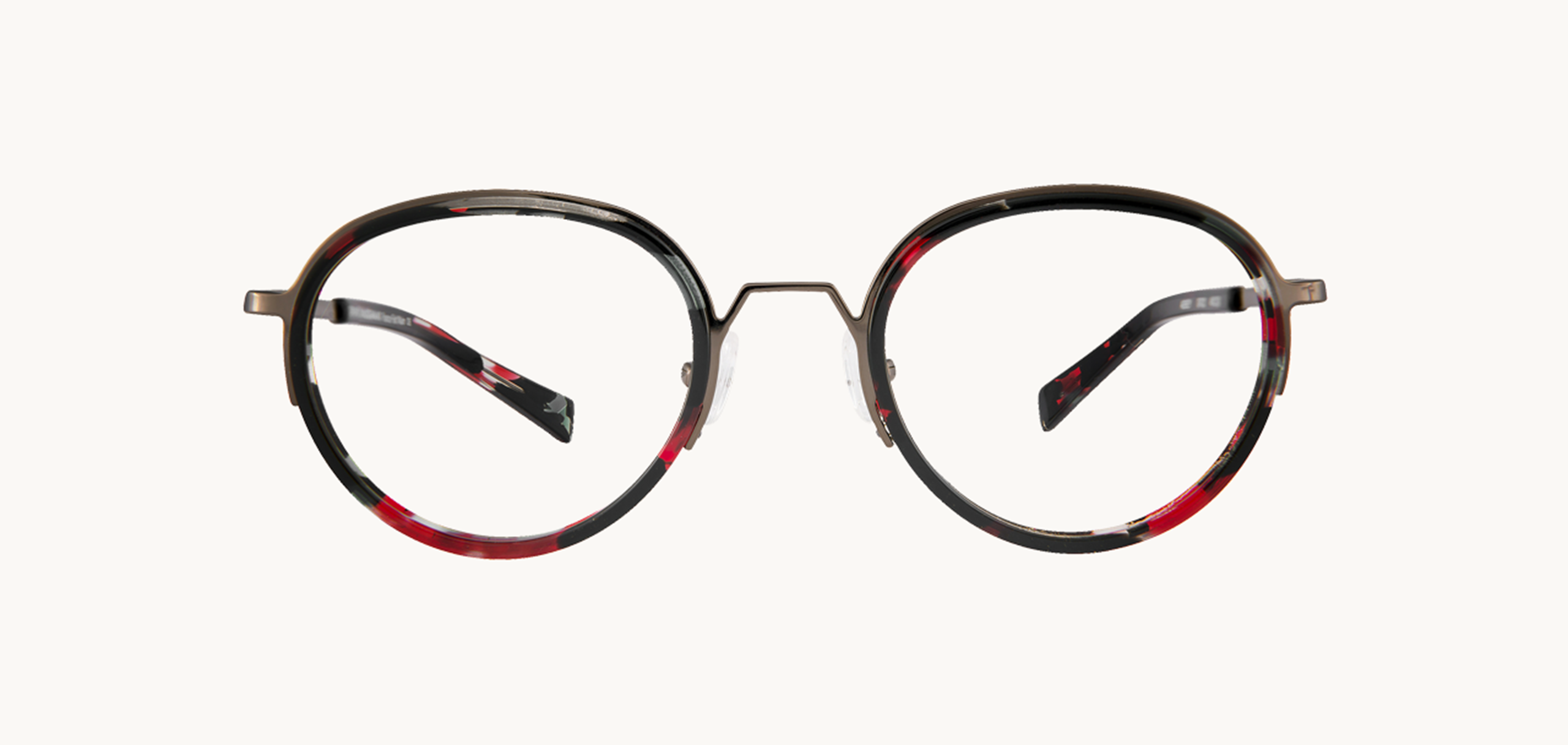 Lunettes de vue Abey - GR22, Bruno Chaussignand, Ronde , de couleur Rouge Noir.