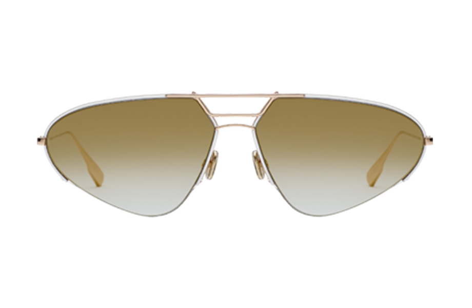 Lunettes de soleil Stellaire5 - , Dior, Hexagonale Ovale, de couleur Blanc Dorée.