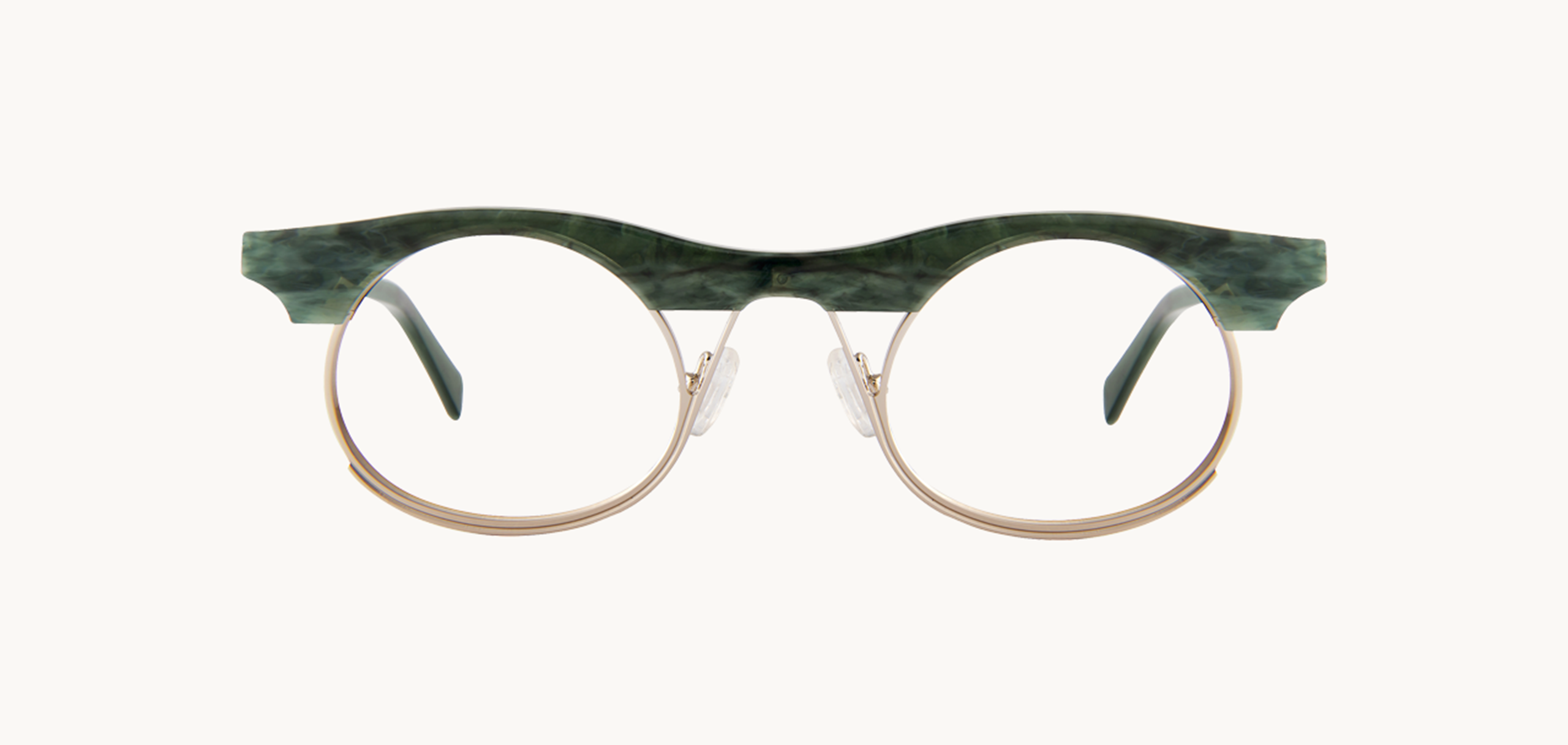 Lunettes de vue Hayman - SGR, Bruno Chaussignand, Ronde , de couleur Vert Dorée.