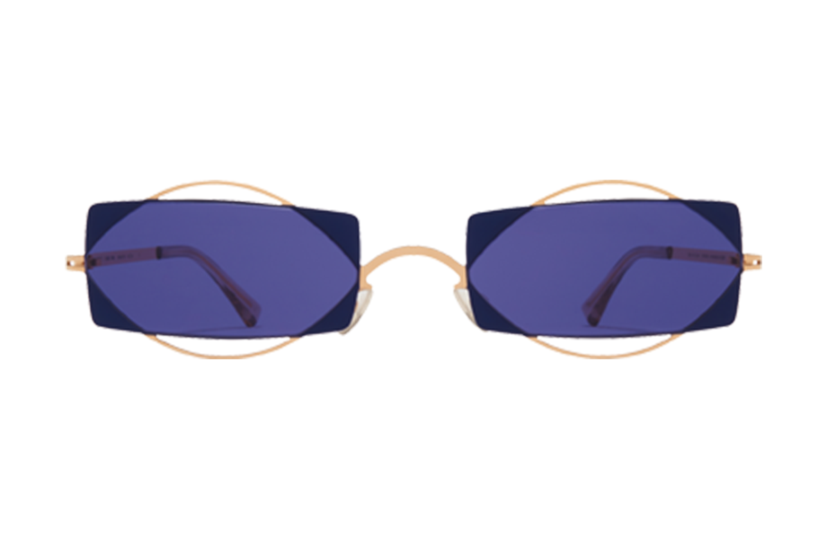 Lunettes de soleil Charlotte - , Mykita, Ronde Rectangle, de couleur Bleu Dorée.