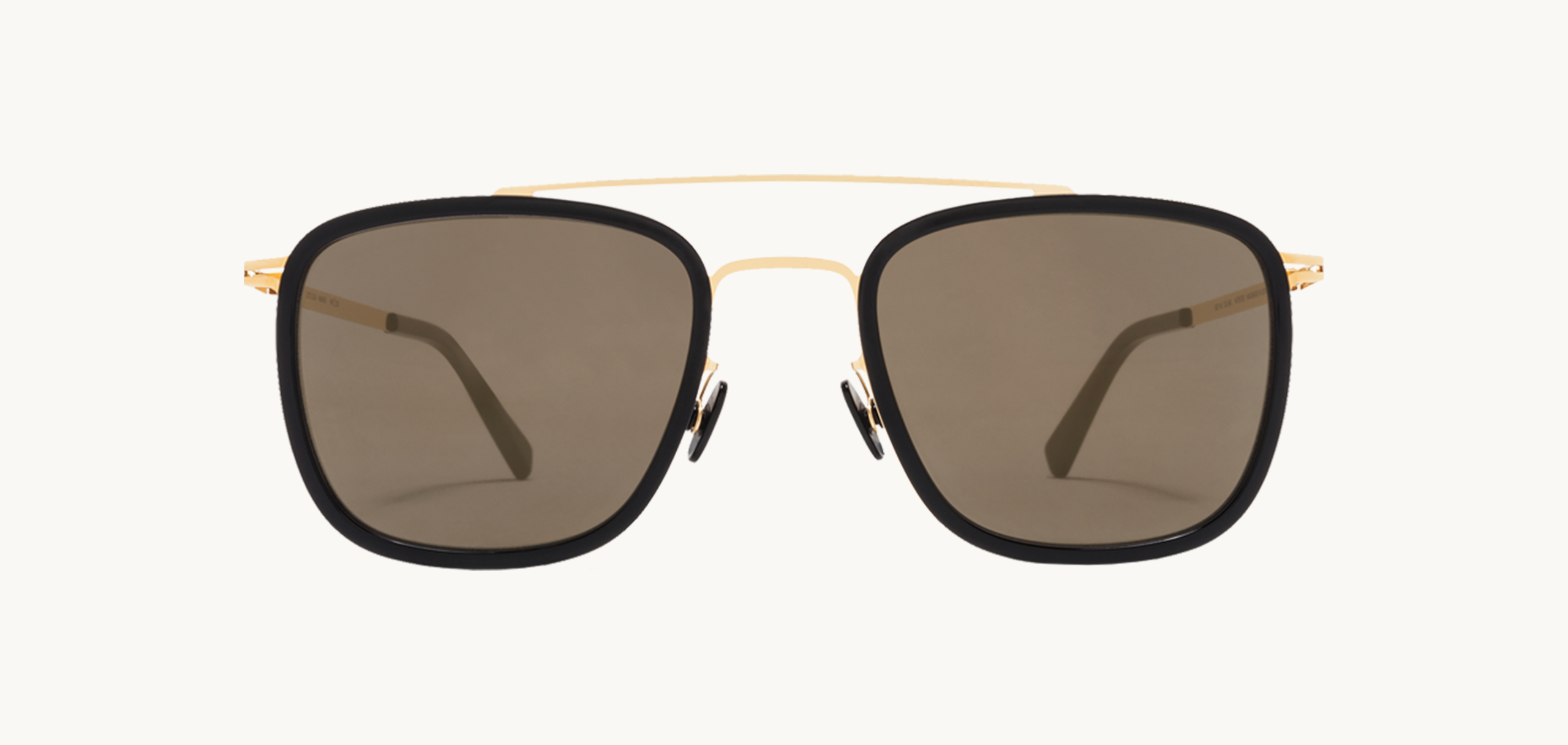 Lunettes de soleil Hanno - , Mykita, Carrée Pilote, de couleur Noir Dorée.