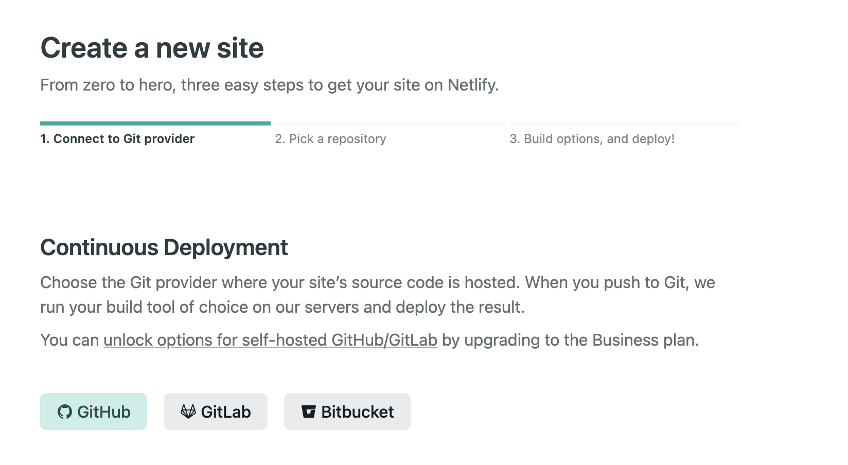 new site from Netlify