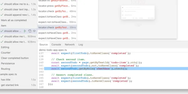 Playwright's UI Mode - watch mode and time travel debugging