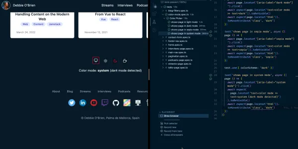 Testing a Sites Color Mode with Playwright