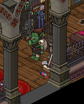 Stand in-front of the Greedy Goblin