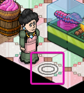Stand infront of the shopkeeper