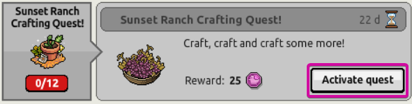 Sunset Ranch Crafting Quest