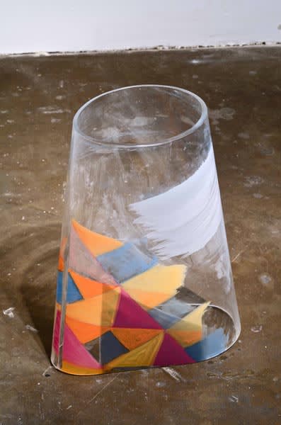 Citicorp/ Gray Cloth Piece, 2011 glass and gouache, 20"x14" approx.