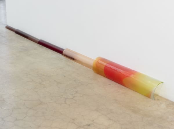 Sunset and Telescoping Baseboards
, 2024
; slumped glass, paint;
Approximately 4x4x70 inches