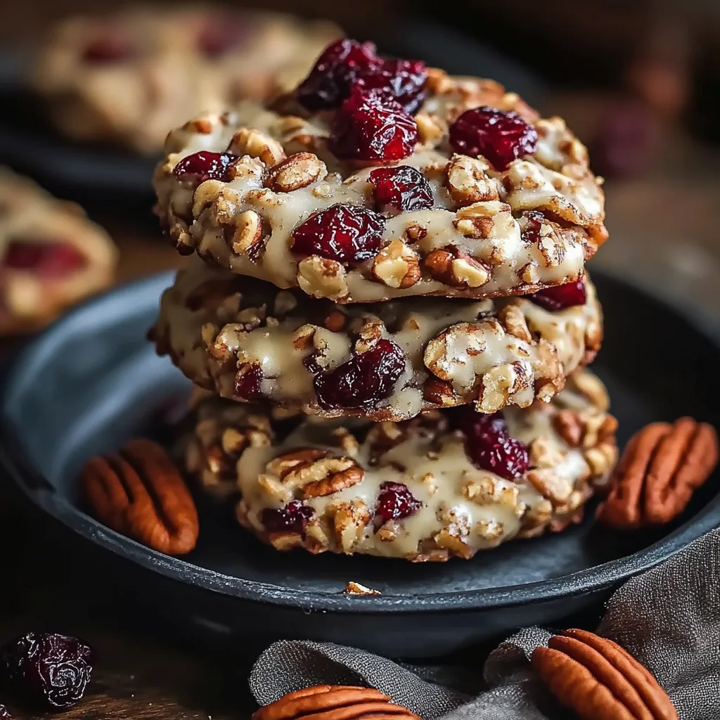 No-Bake Cranberry Pecan Praline Cookies