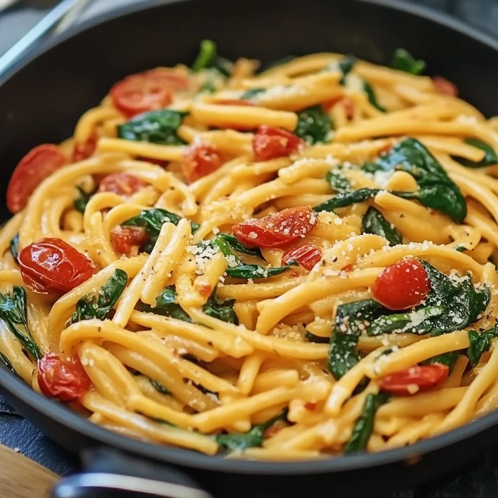 Delicious Spinach Tomato Pasta