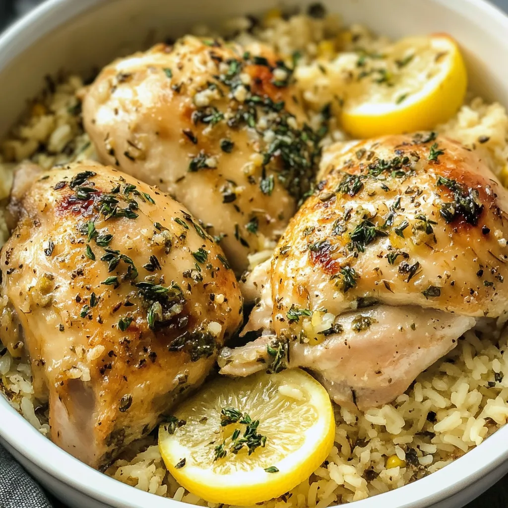 Slow Cooker Lemon Herb Chicken and Rice