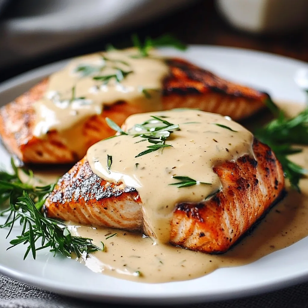 Irresistibly Grilled Salmon with Luxurious Creamy Dijon Mustard Sauce
