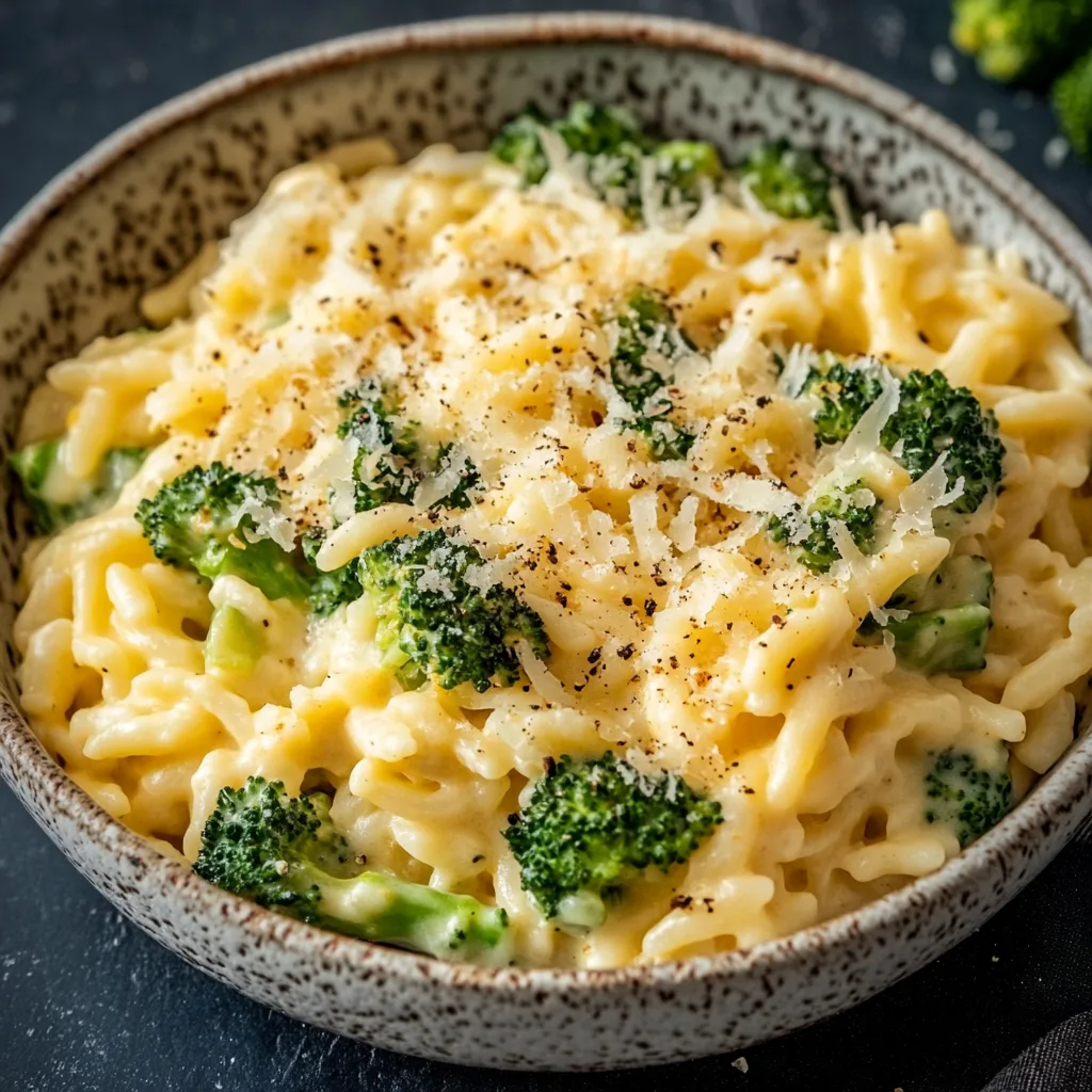 Creamy Broccoli Cheddar Orzo