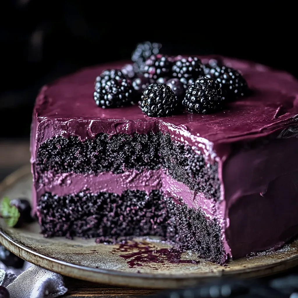 Decadent Blackberry Velvet Gothic Cake