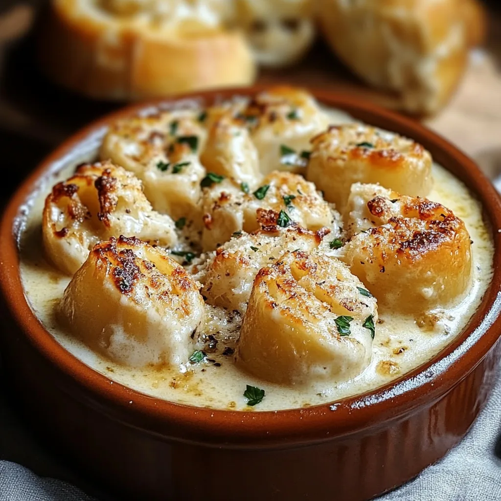 Chicken Alfredo Garlic Bread Bowls