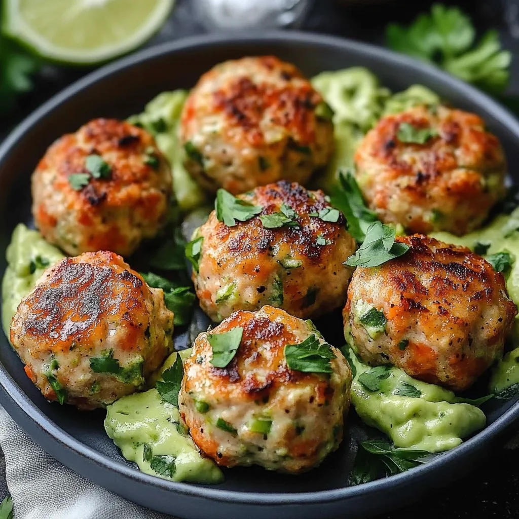 Salmon Meatballs with Creamy Avocado Sauce