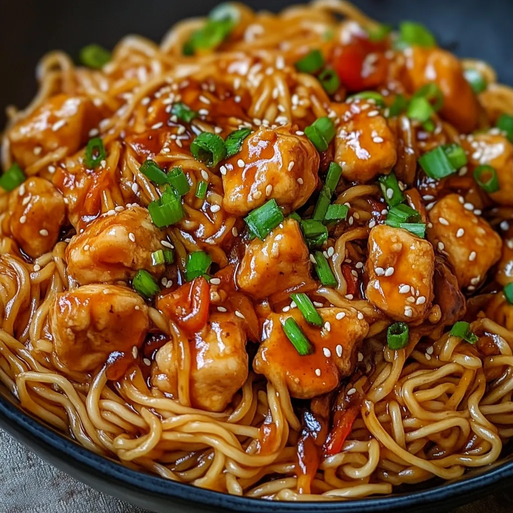 Sticky Garlic Chicken Noodles