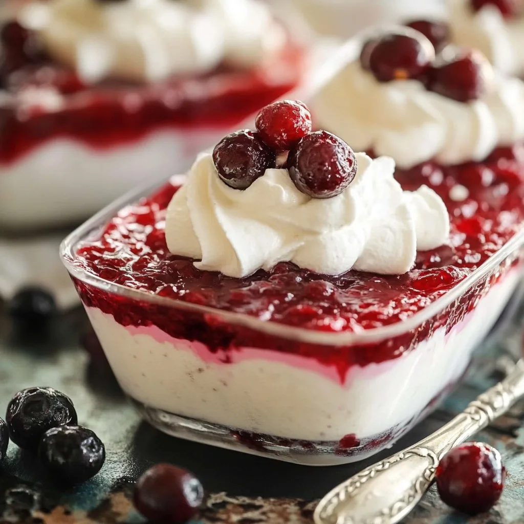 Cranberry Jello Salad with Cream Cheese Topping