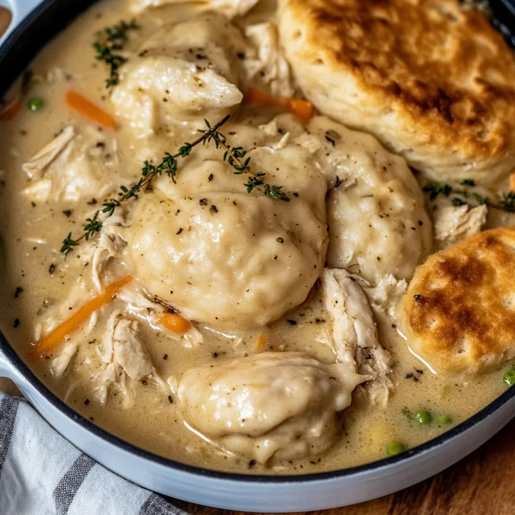Easy Chicken and Dumplings with Biscuits