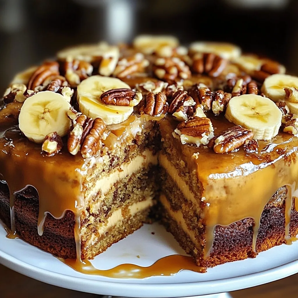 Banana Walnut Caramel Pecan Cake