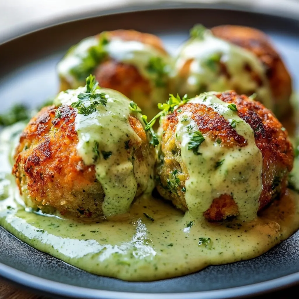 Baked Salmon Balls with Creamy Avocado Sauce
