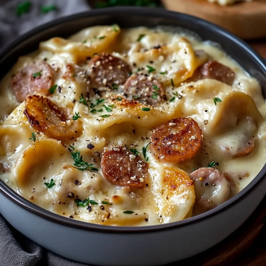 Crockpot Pierogi Casserole With Kielbasa
