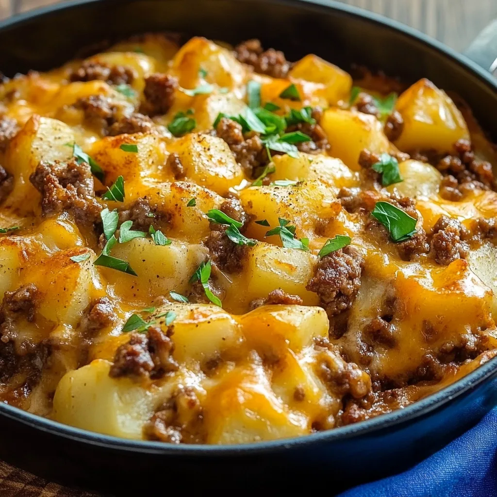 Cheesy Ground Beef & Potato Casserole (One-Pan Dinner!)