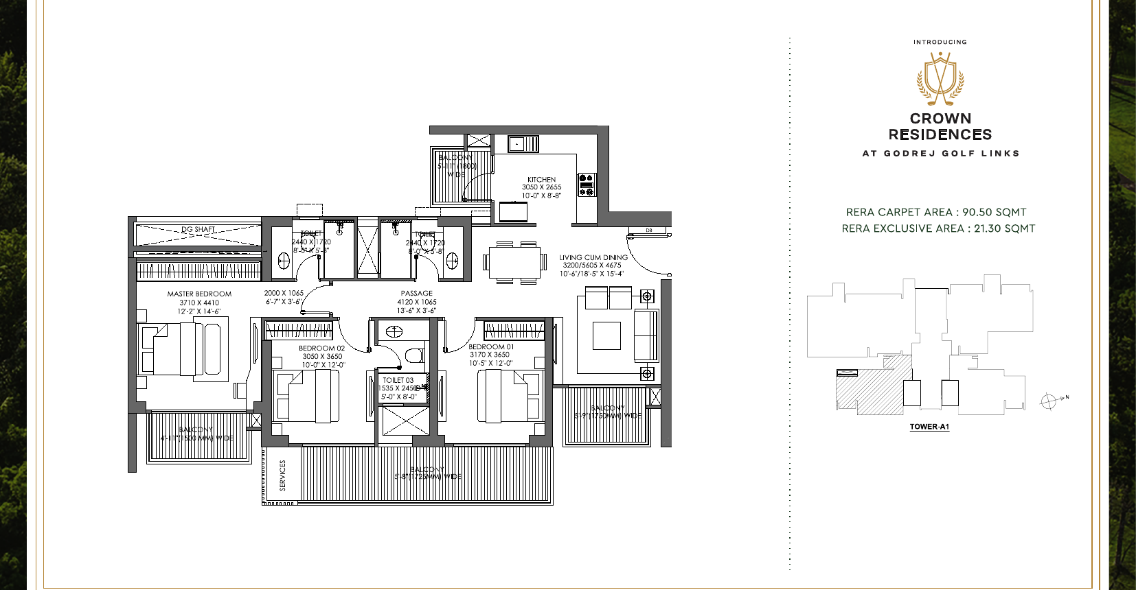 3 BHK Golf Residences — Crown Residences at Godrej Golf Links, Greater Noida