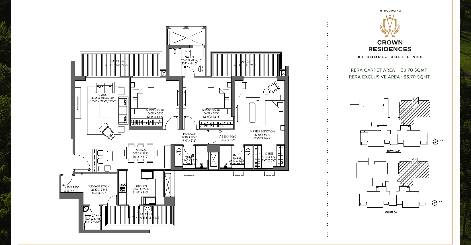 3 BHK Large Golf Residences — Crown Residences at Godrej Golf Links, Greater Noida