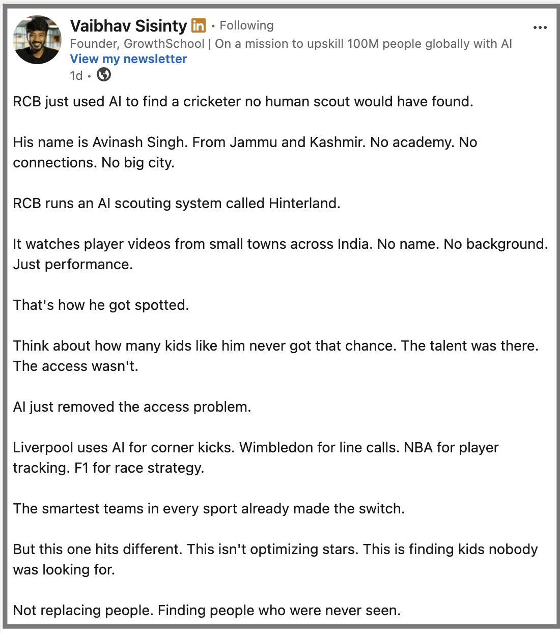 Social post screenshot