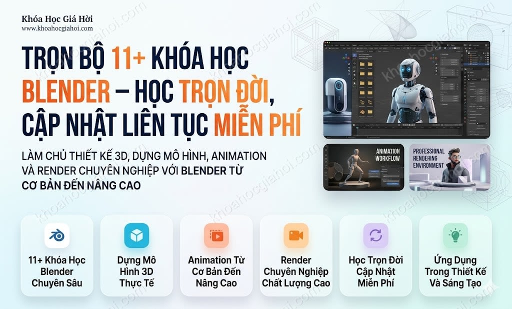 Trọn Bộ 11+ Khóa Học Blender – Học Trọn Đời, Cập Nhật Liên Tục Miễn Phí
