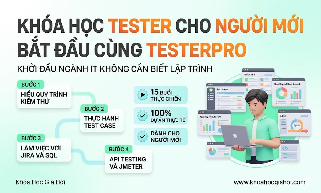 Khóa Học Tester Cho Người Mới Bắt Đầu Cùng TesterPro Khóa Học Tester Cho Người Mới Bắt Đầu Cùng TesterPro
