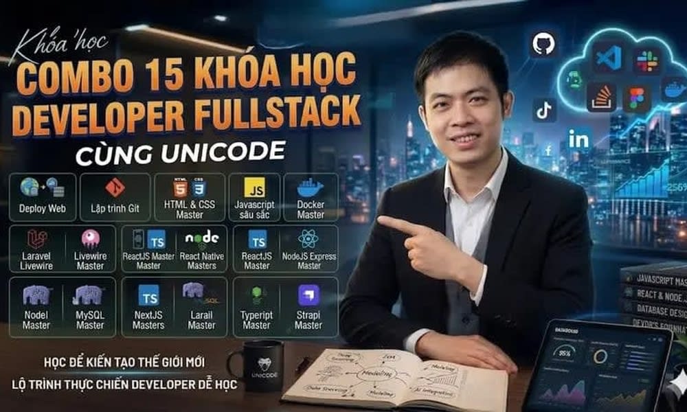 Combo 15 Khóa Học Fullstack Developer Từ Cơ Bản Đến Thực Chiến Cùng Unicode
