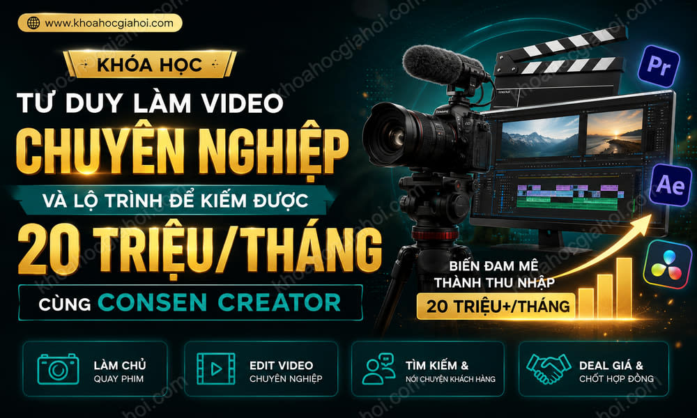 Khóa Học Tư Duy Làm Video Chuyên Nghiệp Và Lộ Trình Để Kiếm Được 20 Triệu/tháng Cùng Consen Creator