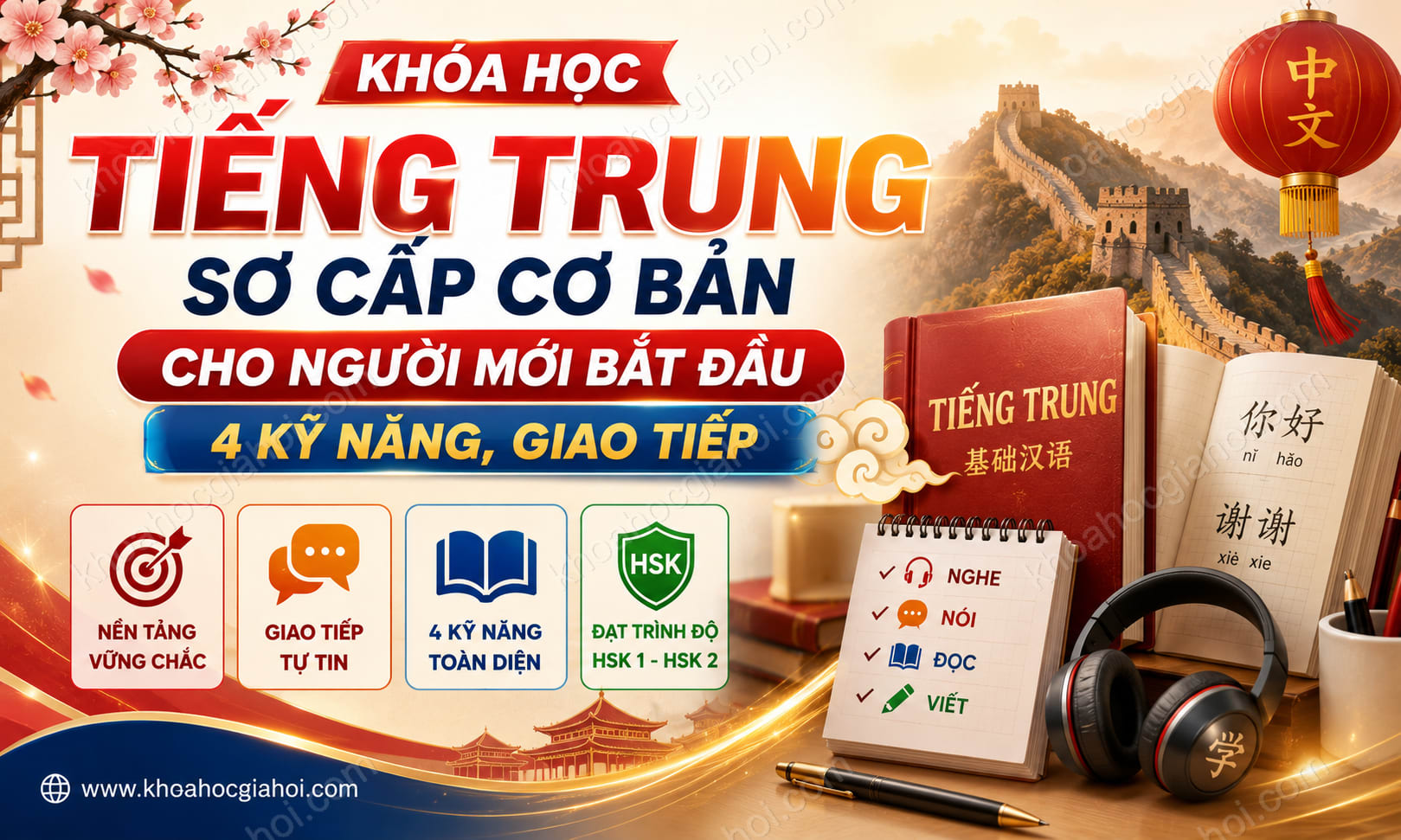 Khóa Học Tiếng Trung Sơ Cấp Cơ Bản Cho Người Mới Bắt Đầu 4 Kỹ Năng, Giao Tiếp