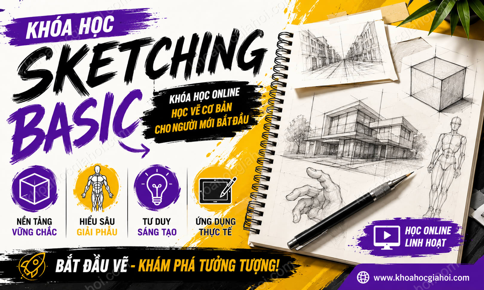 Khóa Học Sketching Basic - Khóa Học Online Học Vẽ Cơ Bản Cho Người Mới Bắt Đầu