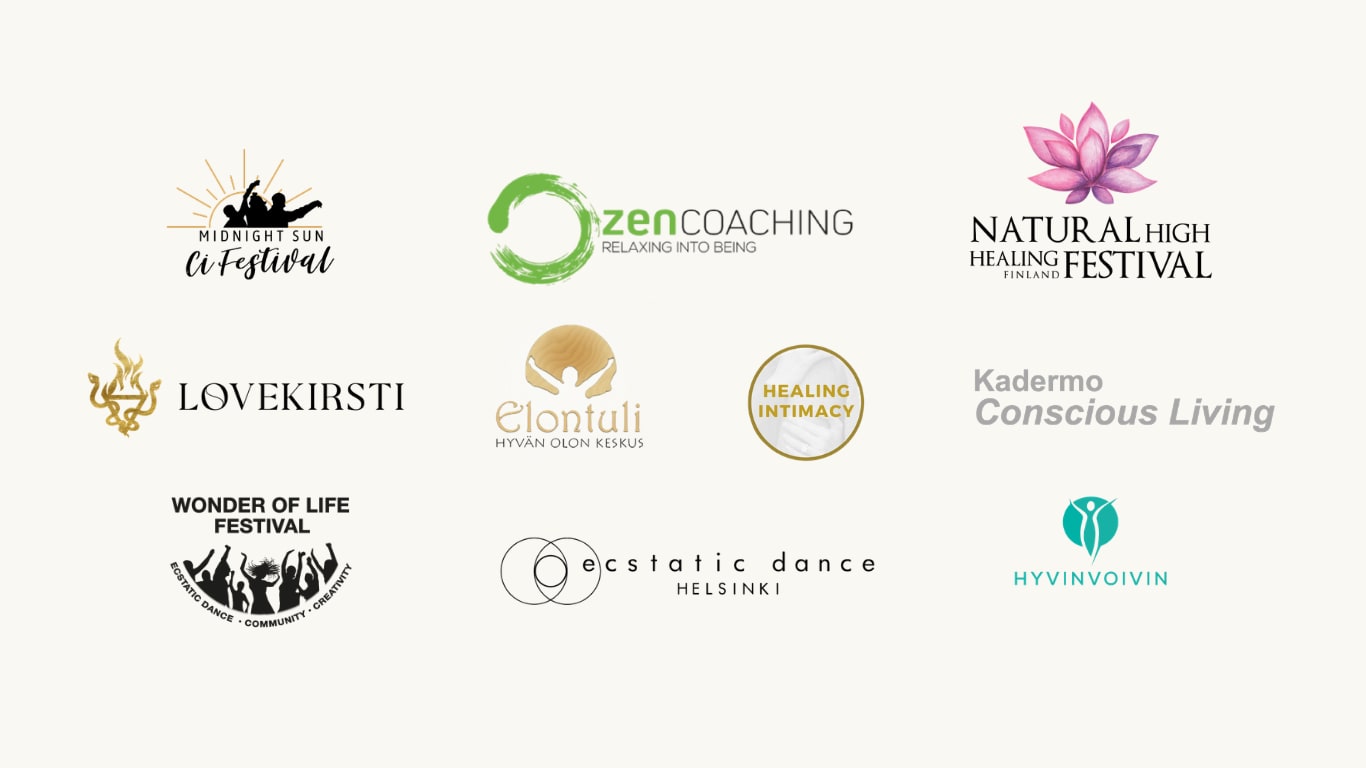 Collaboration logos: Natural High Healing Festival, Zen Coaching, Midnight Sun CI Festival, Elontuli Retreat Center, Kadermo Conscious Living, Reflect & Renew Retreat