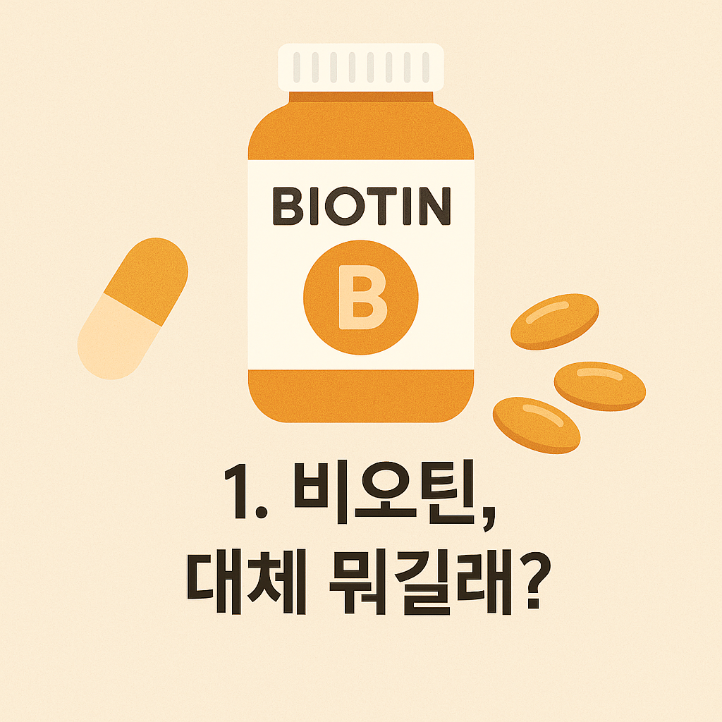 비오틴 캡슐과 영양제 이미지