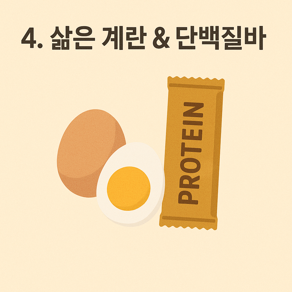 삶은 계란과 단백질바 이미지