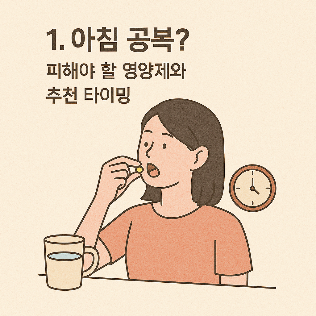 아침에 영양제 먹는 모습