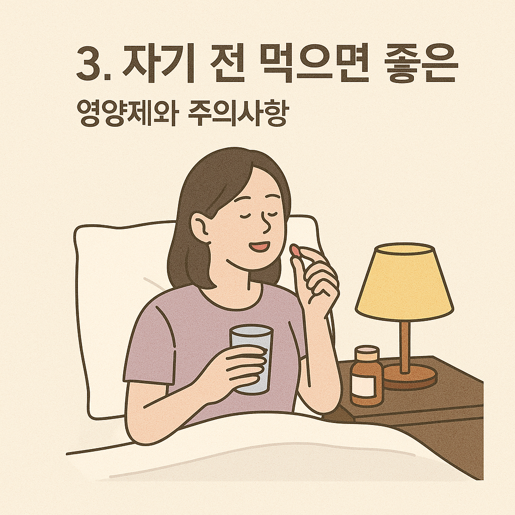 잠자기 전 영양제 섭취 이미지