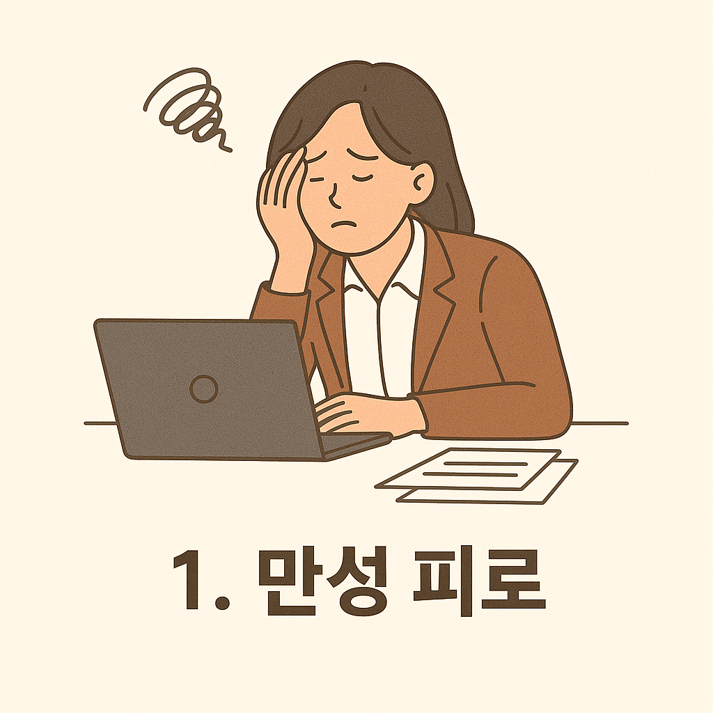 지친 여성 직장인의 모습